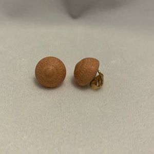 Engraved Wood Clip On Earrings